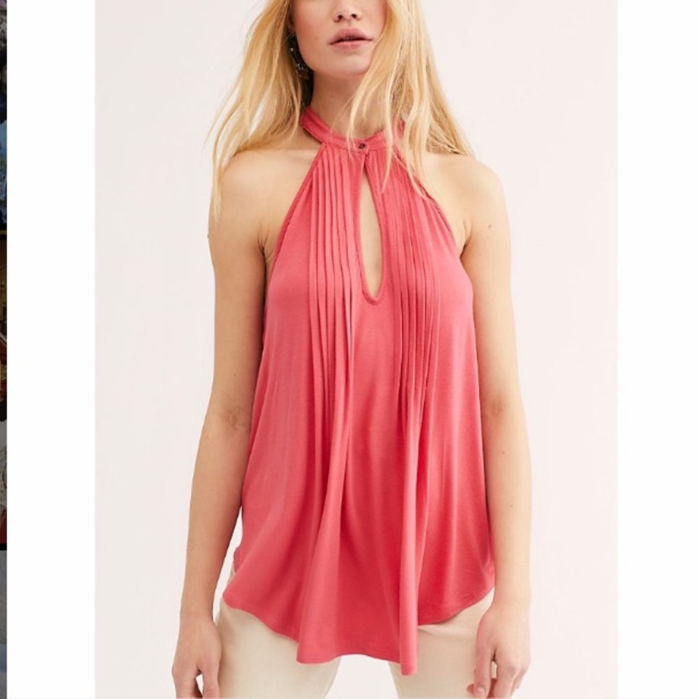 Free People Date Night Tank Blouse CORAL